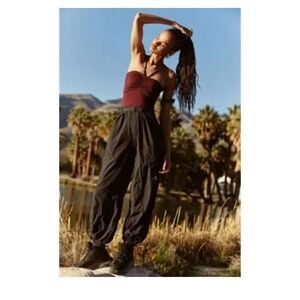 Free People Movement Track Pant One Piece NWOT XL Black Purple Halter Romper